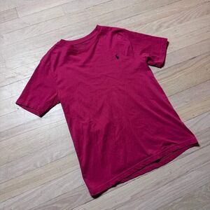 Polo Ralph Lauren Boys Pink Short Sleeve T-Shirt Size M 10-12 Magenta Crewneck